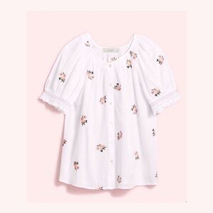 LOFT Floral Embroidered Peasant Top